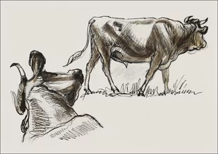Galeria Plakatu, Plakat, Sketches of Cattle, Irvingto, Samuel Colman, 70x50 cm - Plakaty - miniaturka - grafika 1