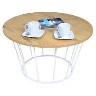 Ławy i stoliki kawowe - Stolik kawowy z metalowym stelażem dąb lancelot A6-F63 - miniaturka - grafika 1