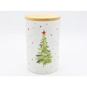 Pojemniki kuchenne - Pojemnik ceramiczny z dekorem choinka 700 ml 10 x 10 x 16 cm biały - miniaturka - grafika 1