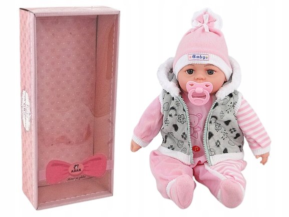 Bobas Lalka 45cm MÓWI,ŚPIEWA+smoczek+lux opakowana