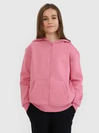 Bluzy dla dziewczynek - 4F Bluza dresowa rozpinana z kapturem dziewczęca - różowa 164 (13-14 lat) - miniaturka - grafika 1