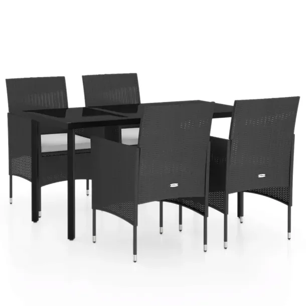 Zestaw mebli ogrodowych czarny rattan PE, stół 140x70x74 cm, krzesła 53x