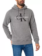 Bluzy męskie - Calvin Klein Bluza Core Monogram Hoodie J30J320934 BEH - czarna męska bluza z kapturem, Szary, S - miniaturka - grafika 1