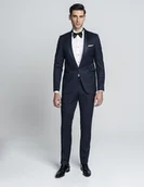 Marynarki męskie - marynarka do zestawu cortale granatowy slim fit - miniaturka - grafika 1