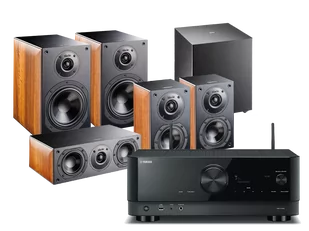 Kino domowe Yamaha RX-V4A (czarny) + Nota 260 (orzech) + Nota 740 (orzech) + Nota 240 (orzech) + BASSO 840 (czarny) - Kino domowe - miniaturka - grafika 1