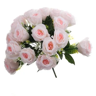 Duży bukiet sztuczne róże 18 główek 37cm C006 PK1 różowe - Sztuczne kwiaty - miniaturka - grafika 1