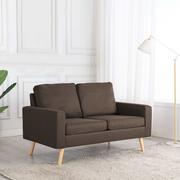Sofy i kanapy - vidaXL 2-osobowa sofa, brązowa, tapicerowana tkaniną - miniaturka - grafika 1