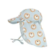 Czapeczki dla niemowląt - Lassig Czapka przeciwsłoneczna z daszkiem i osłoną karku UV80 Splash & Fun Lew powder blue, rozm. 46/49 - miniaturka - grafika 1