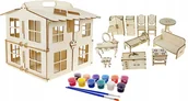 Domki dla lalek - Drewniany Domek Dla Lalek Składany Do Samodzielnego Złożenia I Malowania - miniaturka - grafika 1