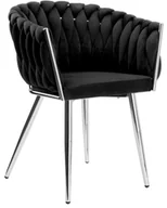 Krzesła - Czarne plecione krzesło tapicerowane P0-B54 - miniaturka - grafika 1