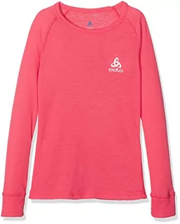 Bluzy dla dziewczynek - ODLO Suw Top Crew Neck L/S Active Originals K podkoszulek dla dzieci, uniseks czerwony Hibiscus 104 10459 - grafika 1