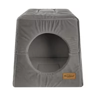 Budy dla psów - Recobed Budka 2 w 1 Welurowe szary - miniaturka - grafika 1