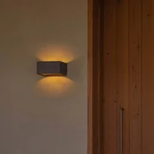 Lampy ogrodowe - FARO BARCELONA Kinkiet zewnętrzny LED Glint, aluminiowy / szary / cynkowy, beton, nowoczesny - miniaturka - grafika 1