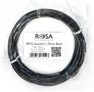 Filament ROSA 3D PETG 1,75mm 100g Czarny Black - Filamenty i akcesoria do drukarek 3D - miniaturka - grafika 1