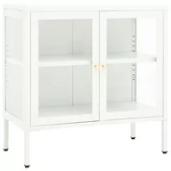 Komody - vidaXL Szafka boczna biała 70x35x70 cm stal i szkło 336065 - miniaturka - grafika 1