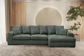 Narożniki - Sofa w kształcie L GABON narożnik funkcja spania tkanina Zoom zielony prawy - miniaturka - grafika 1