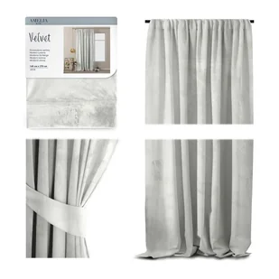 AmeliaHome Zasłona Velvet na taśmie 140X270 1szt. Biały - Zasłony - miniaturka - grafika 1