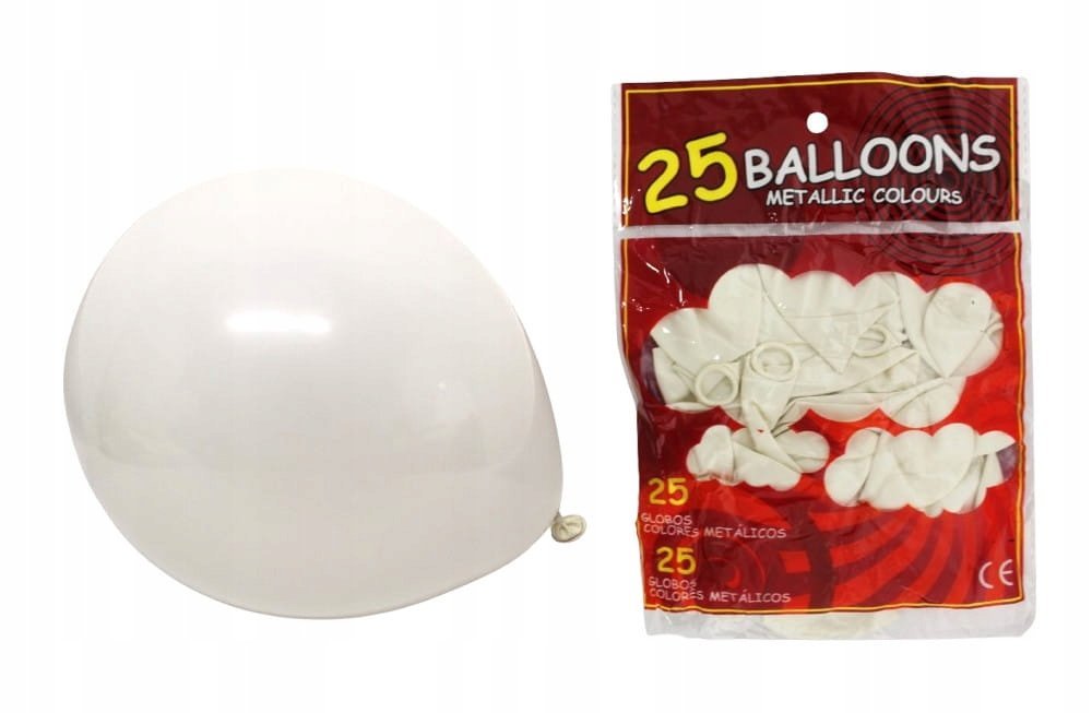 BALONY BIAŁE ZESTAW 25 SZT 25CM DEKORACJE NA WESELA ŚLUB KOMUNIĘ
