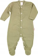 Pajacyki dla niemowląt - PAJAC pajacyk z BAWEŁNY ORGANICZNEJ certyfikat GOTS KHAKI r 74 KLEKLE - miniaturka - grafika 1