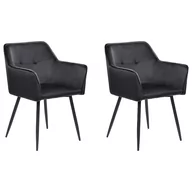 Krzesła - Zestaw 2 krzeseł do jadalni welurowy czarny JASMIN - miniaturka - grafika 1