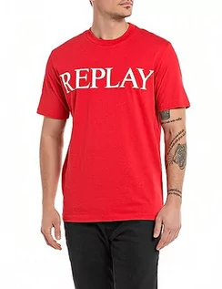 Koszulki męskie - Replay T-shirt męski, Ruby Red 656, S - grafika 1