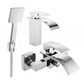 Baterie umywalkowe - Mexen Aries R45 zestaw wannowy, chrom - miniaturka - grafika 1