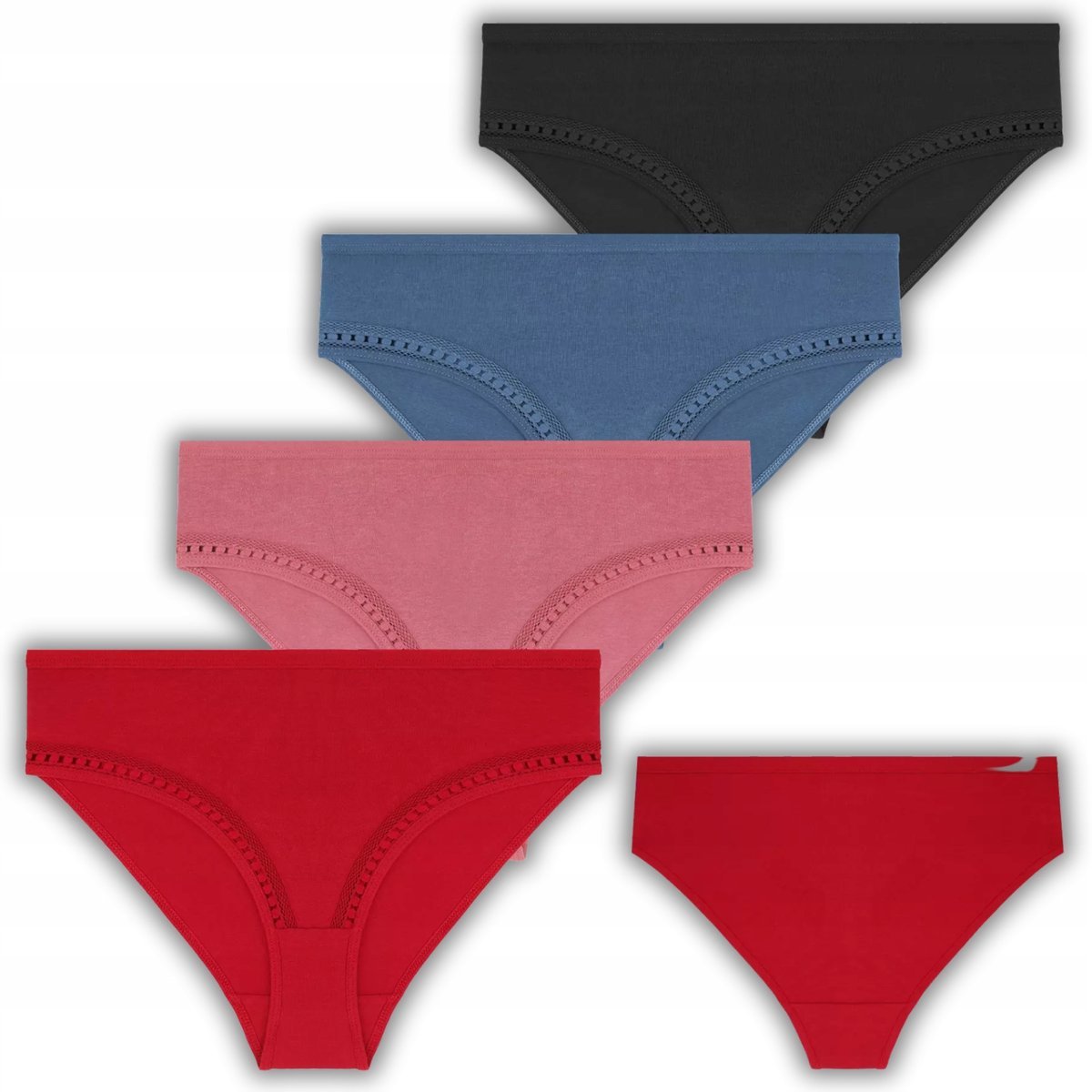 4X Majtki Damskie Bikini Bawełniane Figi Gładkie Kolorowe Moraj S