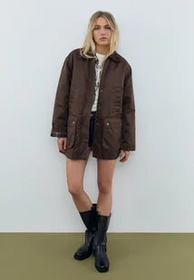 Stradivarius Parka woskowana z wieloma kieszeniami Brązowy XS - Kurtki damskie - miniaturka - grafika 1