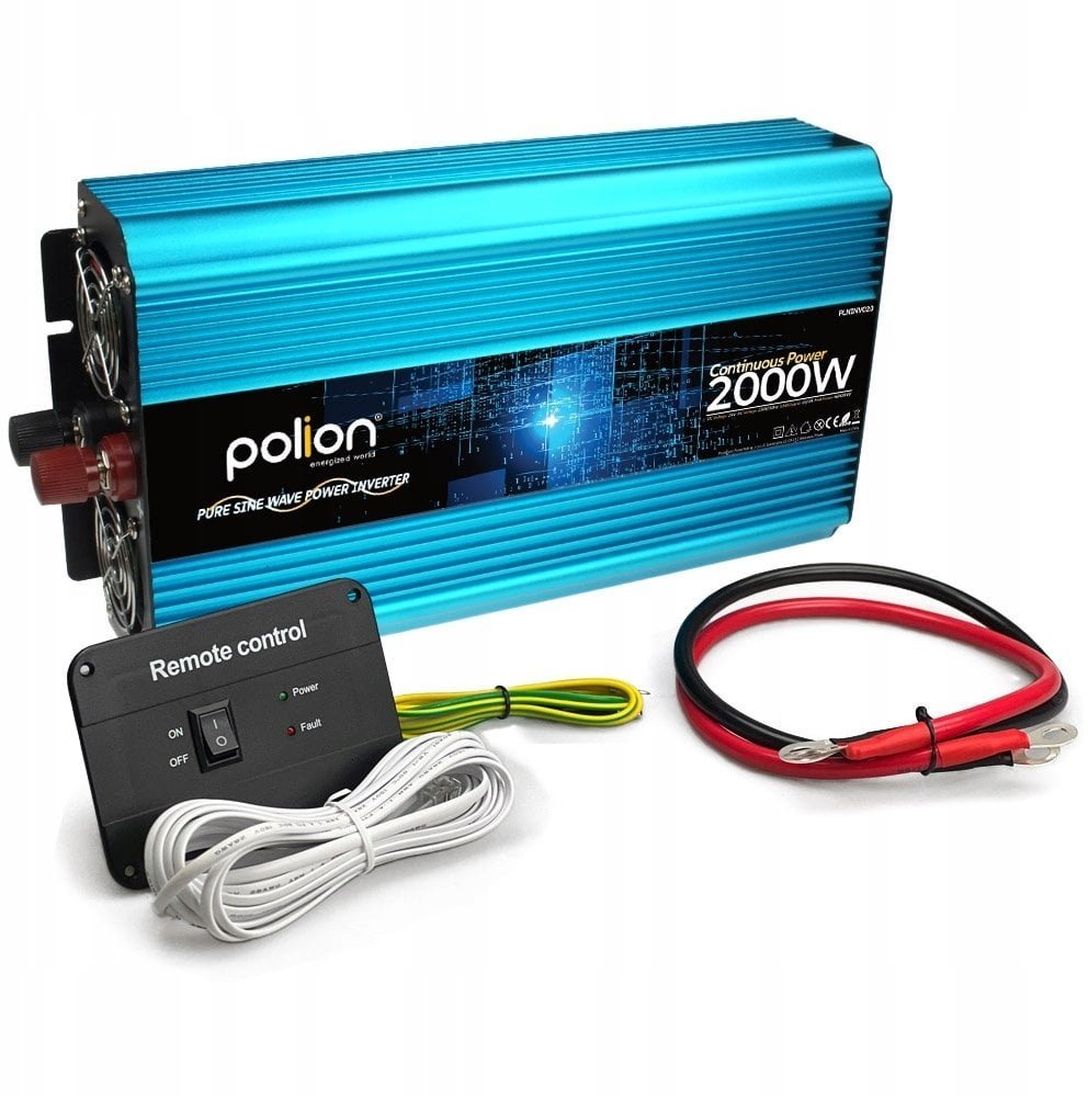 Przetwornica samochodowa 24V/230V 2000W czysty sinus, pilot, LCD