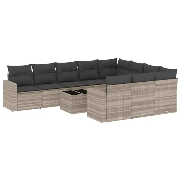 Zestaw mebli ogrodowych modułowych jasnoszary rattan PE 62 x 62 x 69 cm