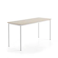 Meble do szkół i przedszkoli - Stół SONITUS PLUS, 1800x700x900 mm, laminat HPL jesion, redukcja hałasu, biały - miniaturka - grafika 1
