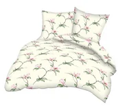 Pościel - Pościel z kory 140x200 kremowa różowa magnolia Kora 23 - miniaturka - grafika 1