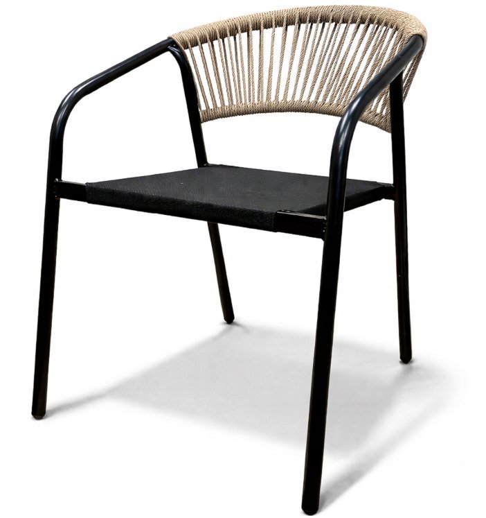 Gerimport Krzesło ogrodowe PORTINO 53x62x75 technorattan textilene sztaplowane czarne KONT_5908253102739