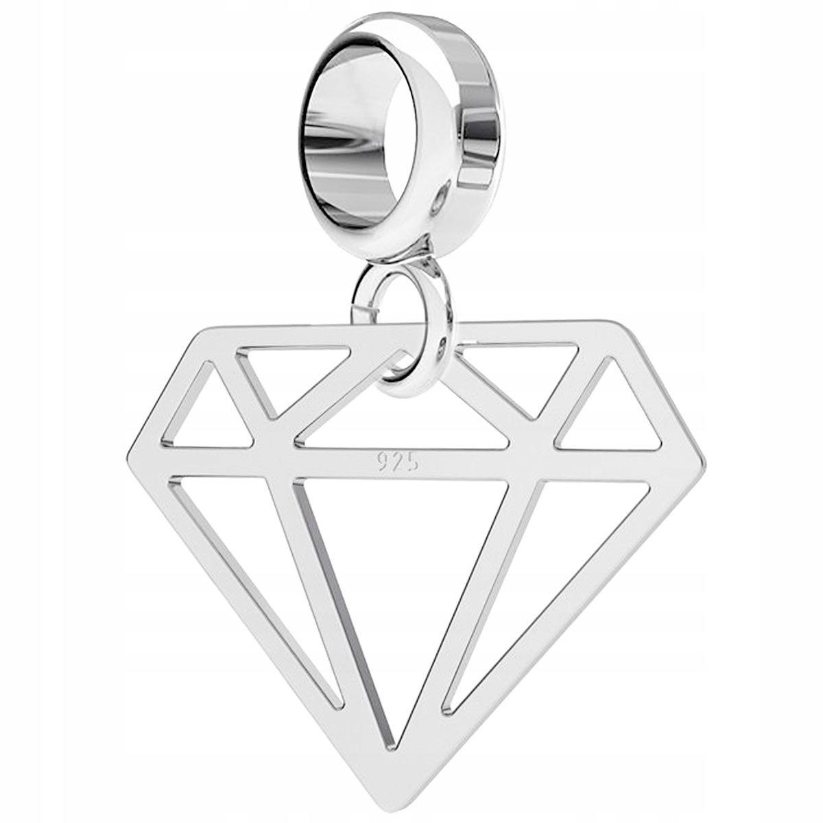 Charms Srebrny Blaszka z Diamentem Brylantem Ażurowy Diament SREBRO 925