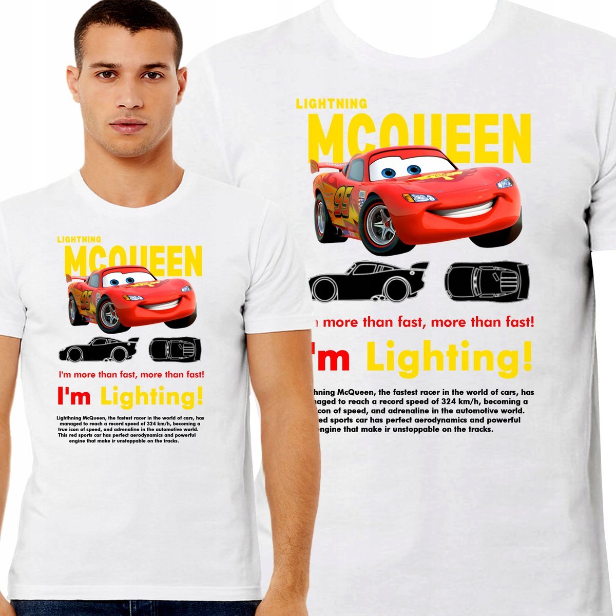 Koszulka Męska T-Shirt I'M Lightning Cars Mcqueen Sally Prezent M 3378