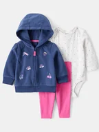 Body dla niemowląt - carter's 3-częściowy zestaw w kolorze granatowo-różowo-szarym - miniaturka - grafika 1