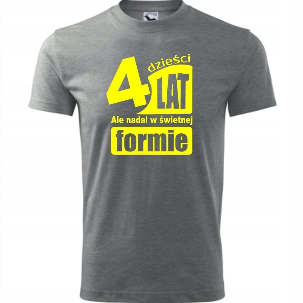 Męska Koszulka Nadruk 40 lat i nadal w świetnej formie na Prezent Urodziny ciemnoszary melanż 4XL