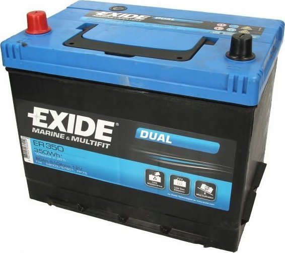 Akumulator EXIDE 12V 80Ah/510A DUAL MARINE/RV L+ biegun standardowy 260x175x225 B0 dodatkowy-auxiliary/głębokiego rozładowania/rozruchowo-zasilający/rozruchowy