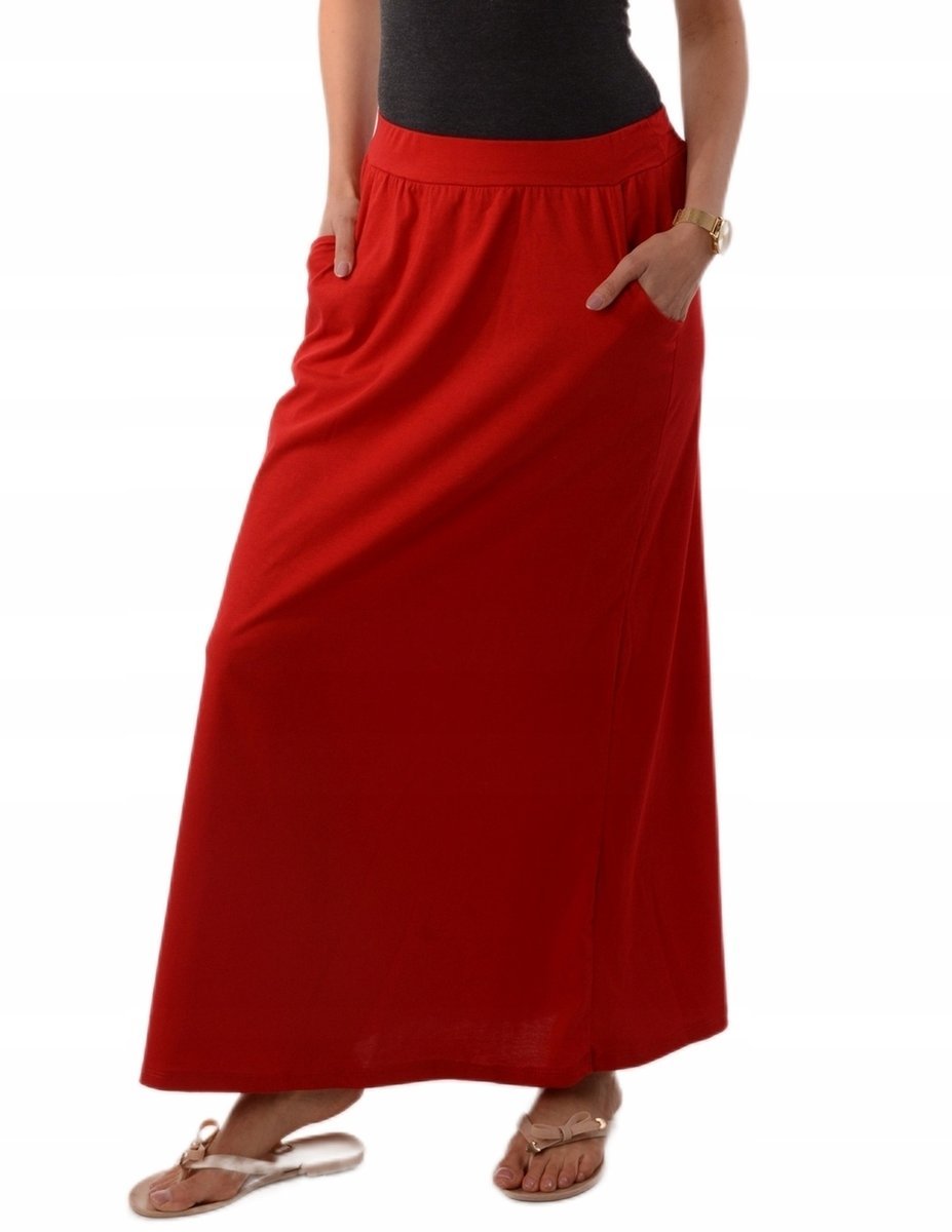 Damska SPÓDNICA dresowa długa letnia CZERWONA UNI