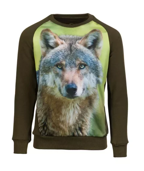 BLUZA DZIECIĘCA WADERA ZIELONA Z WILKIEM 2 -86/92