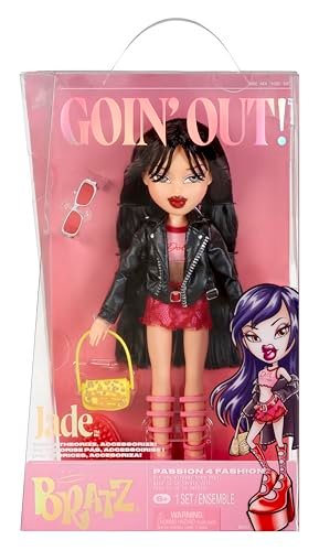Bratz Goin' Out! Doll - Jade - Kolekcjonerska Modna Lalka z Akcesoriami, Zawiera Strój, Torebkę, Okulary Przeciwsłoneczne i Szczotkę - Zabawka dla Dzieci - Odpowiednia dla Dzieci w Wieku od 6 Lat