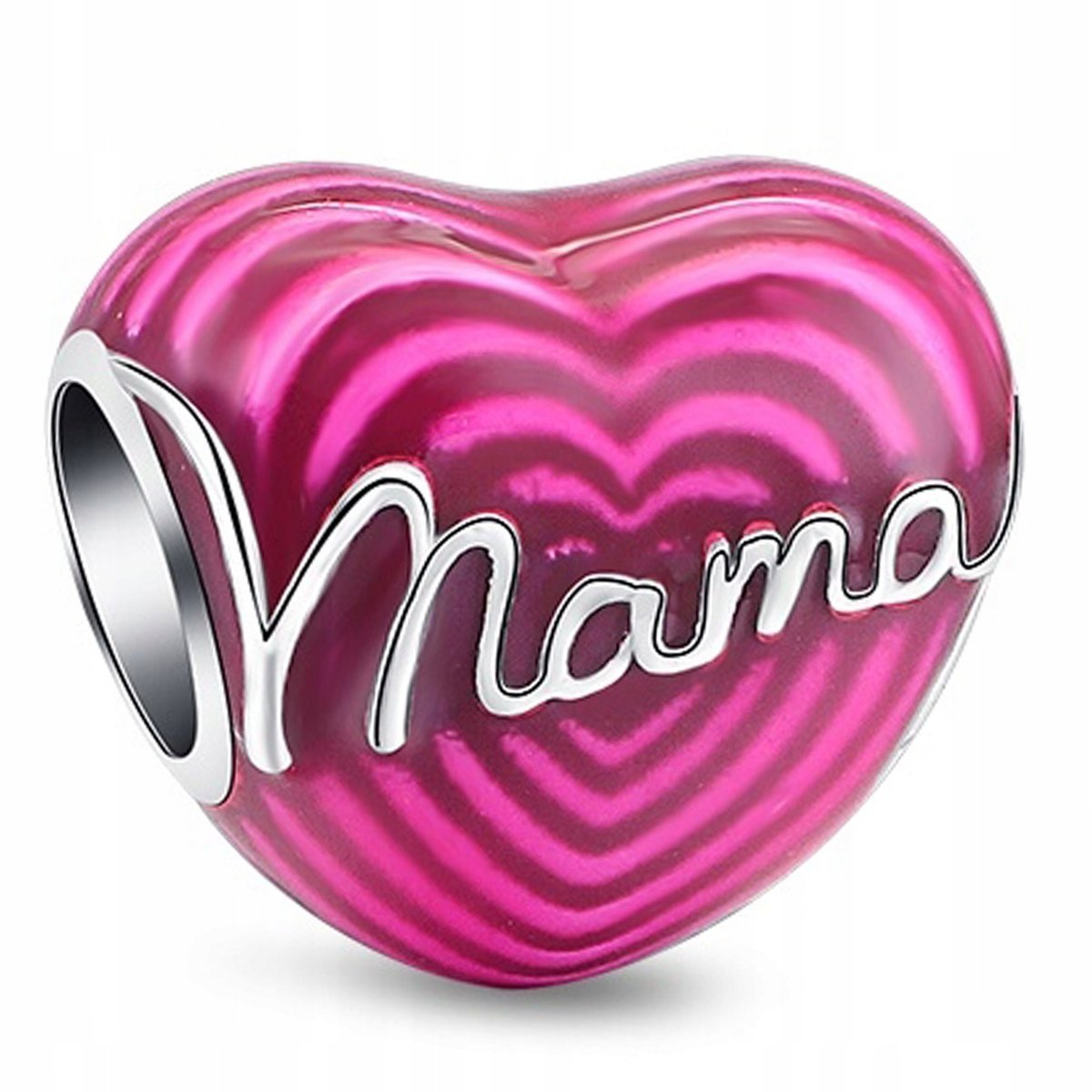 Charms Srebrny Serce Mama Mother Córka Matka Rodzina Family SREBRO 925