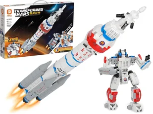 Zestaw Klocków RAKIETA KOSMICZNA Statek 2w1 Transformers Robot Klocki 357el - Roboty dla dzieci - miniaturka - grafika 1