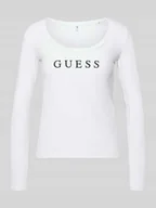 Bluzki damskie - Bluzka z długim rękawem, nadrukiem z logo i okrągłym dekoltem - miniaturka - grafika 1