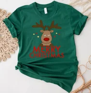 Bluzki damskie - Zielona damska koszulka świąteczna na prezent - miniaturka - grafika 1