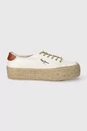 Espadryle damskie - Pepe Jeans espadryle PLS10412 kolor biały KYLE CLASSIC - miniaturka - grafika 1