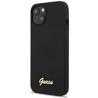 Etui i futerały do telefonów - Guess GUHCP13MLSLMGBK iPhone 13 6,1" black/czarny hardcase Silicone Script Gold Logo - miniaturka - grafika 1