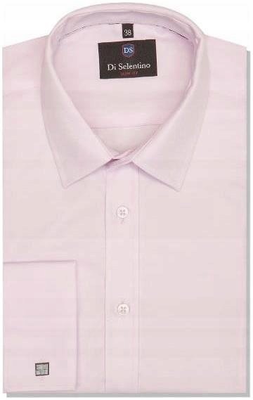 KOSZULA męska różowa elegancka spinkę slim fit 38