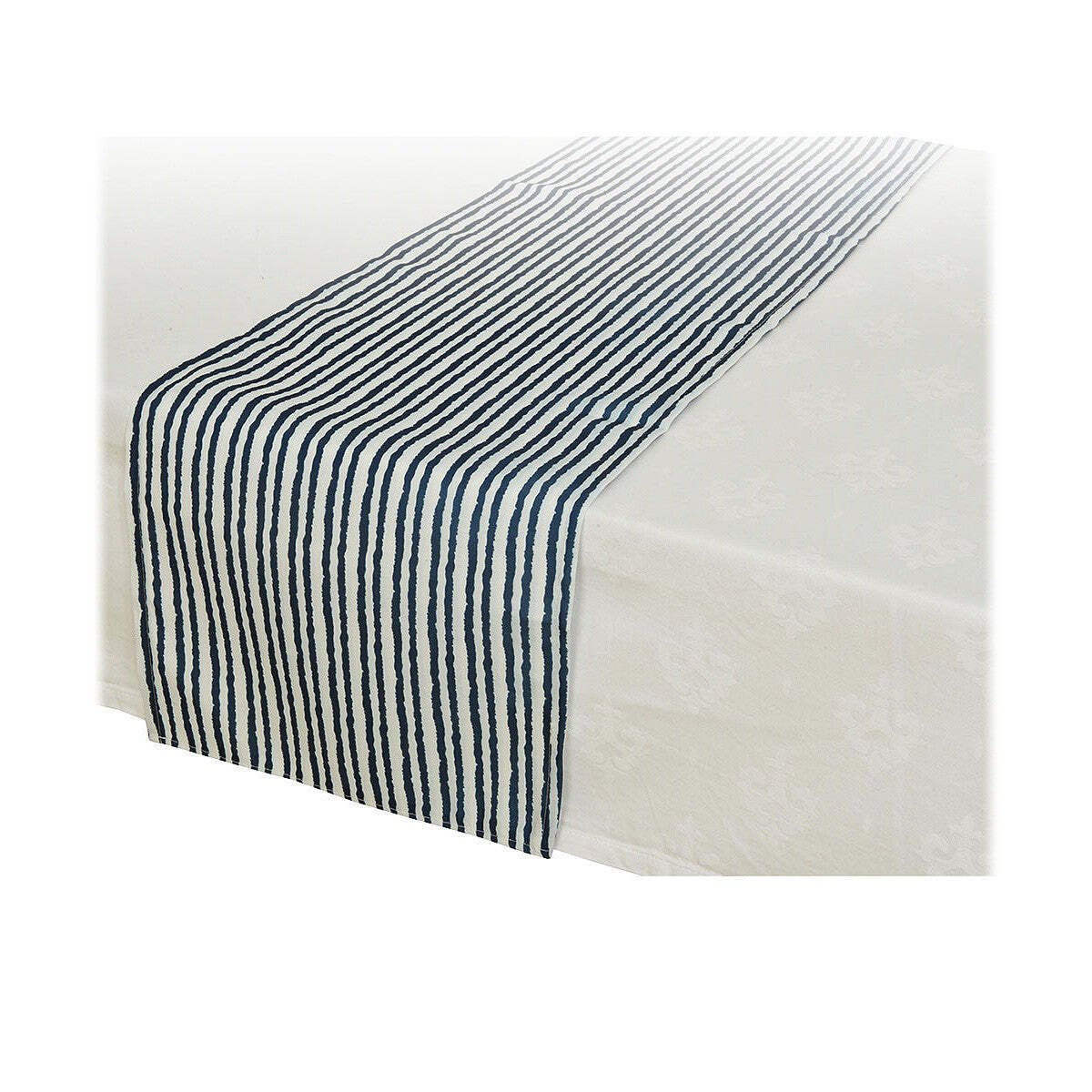 Bieżnik Decoris granatowy niebieski/biały tekstylny (32 X 150 cm)