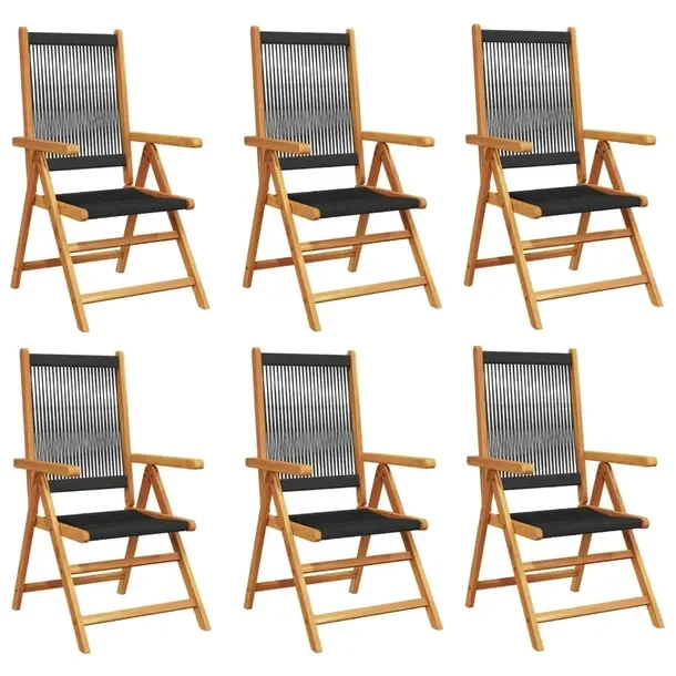 Czarne rozkładane krzesło ogrodowe z litego drewna akacjowego 57x70x85-10